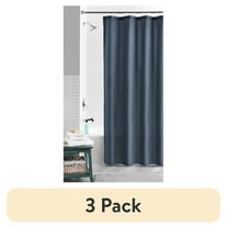 (3 pack) Mainstays Eco-Friendly Waffle-Weave Fabric Shower Curtain, Recycled Polyester, 72” x 72”, Navy Blue