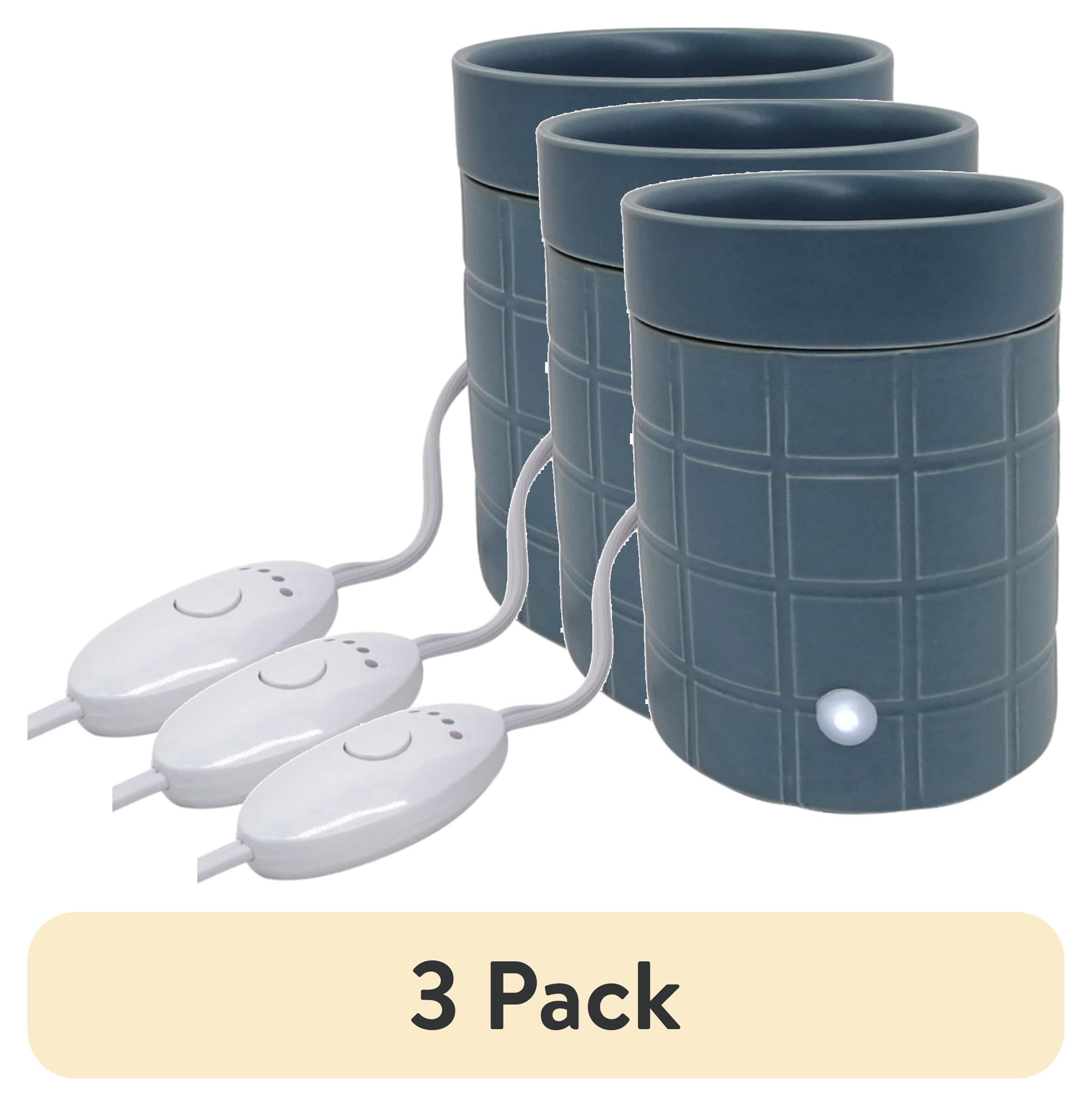 (3 pack) Mainstays Electric Gray Grid Ceramic Oil Warmer with Timer, Single Pack
