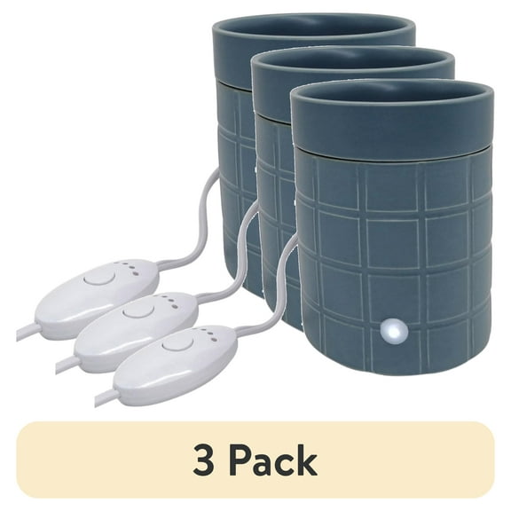 (3 pack) Mainstays Electric Gray Grid Ceramic Oil Warmer with Timer, Single Pack