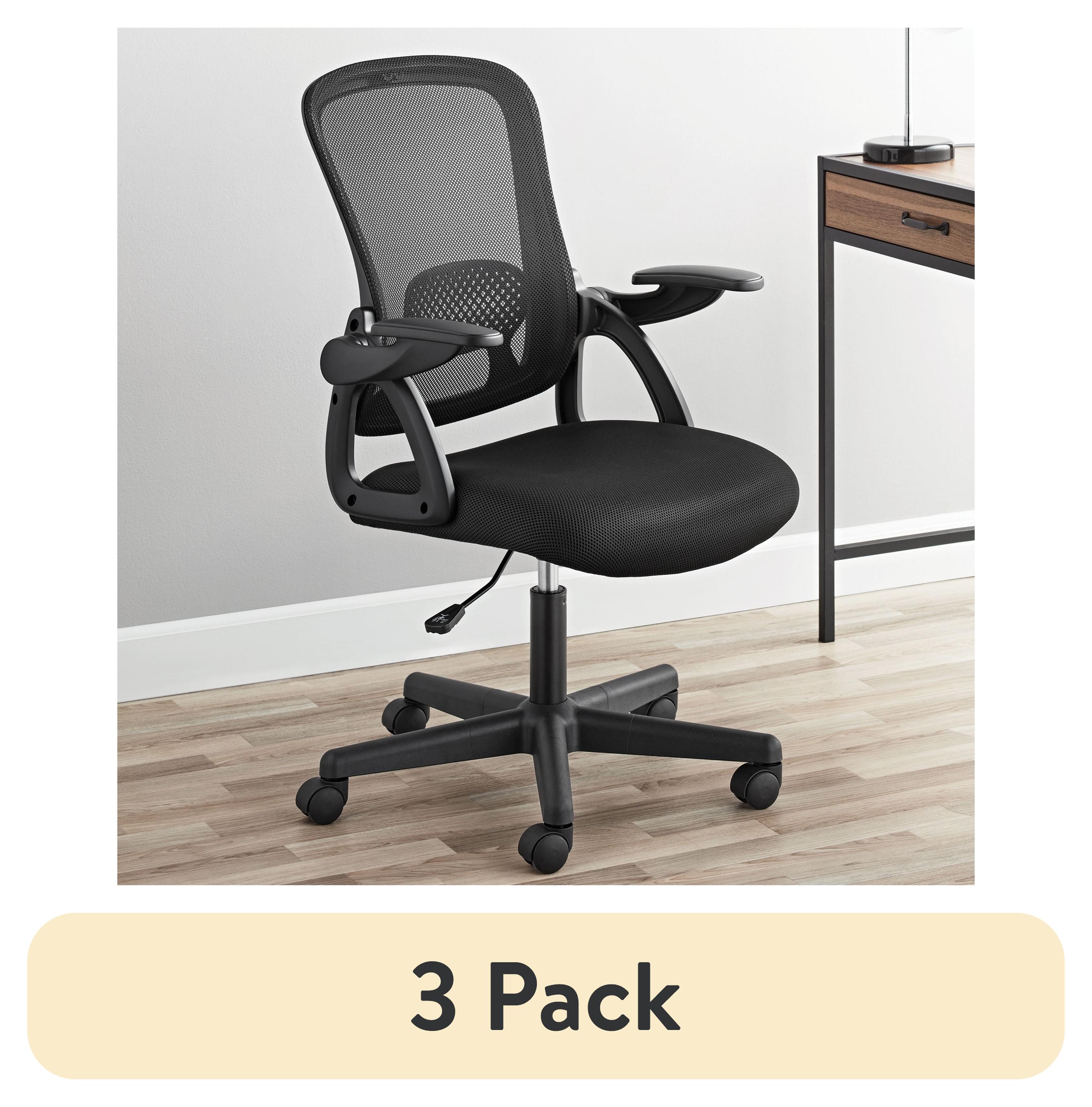 3 Pack Mainstays Ergonomic Mesh Back Office Chair With Flip Up Arms For Adults Black Fabric 275lb: Quick Guide for Smart Shoppers