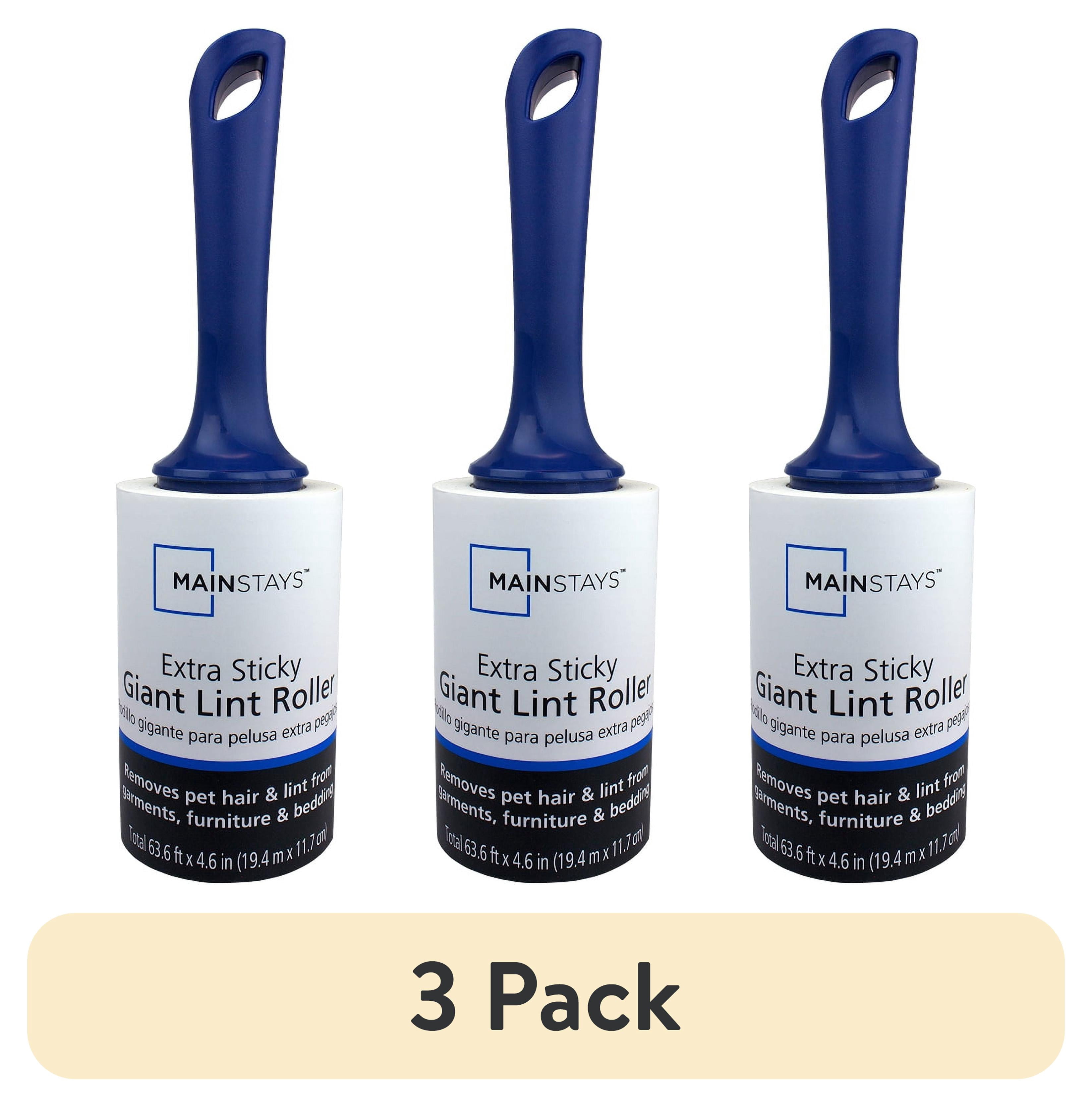 (3 pack) Mainstays Extra Sticky Giant Lint Roller – 100 Sheets per Roll, 4.6" Tall Sheets, High‑Capacity Cleaning, Pets, Clothing, Furniture, Crafts, Travel