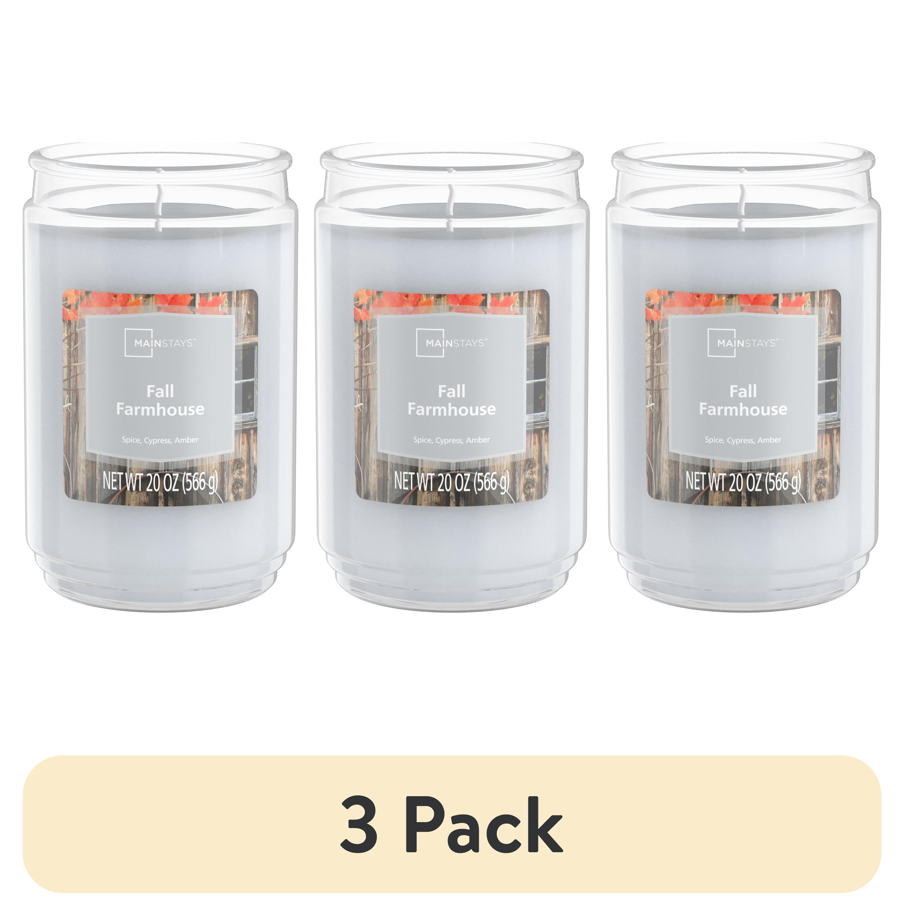 (3 pack) Mainstays Fall Farmhouse Single-Wick Glass Jar Candle, 20oz.