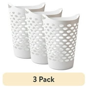 (1 pack) Mainstays Flexible Round Laundry Hamper, White Plastic