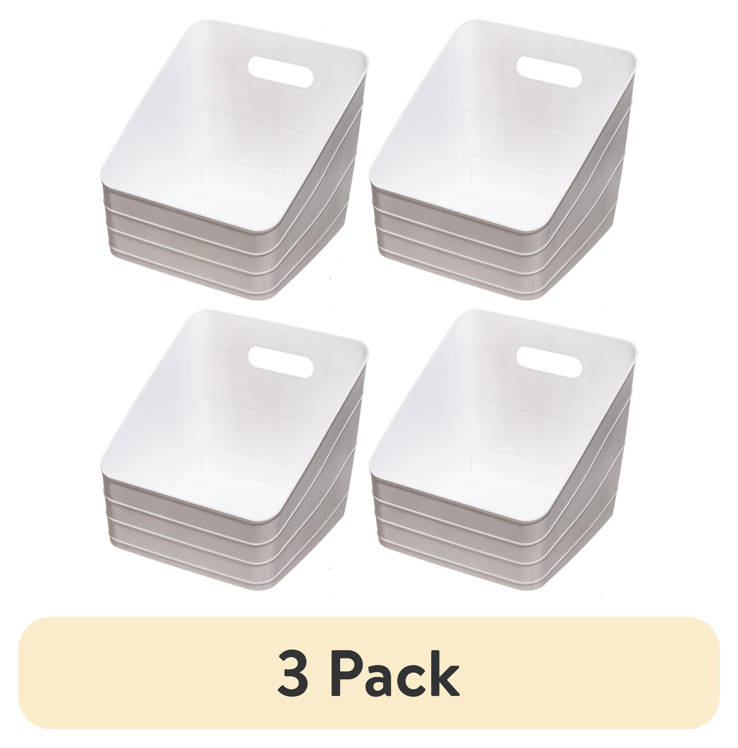 (3 pack) Mainstays Flexible Plastic Closet Bin, White, 4 pack