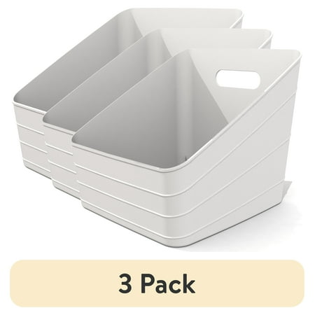 (3 pack) Mainstays Flexible Plastic Closet Storage Bin, Arctic White