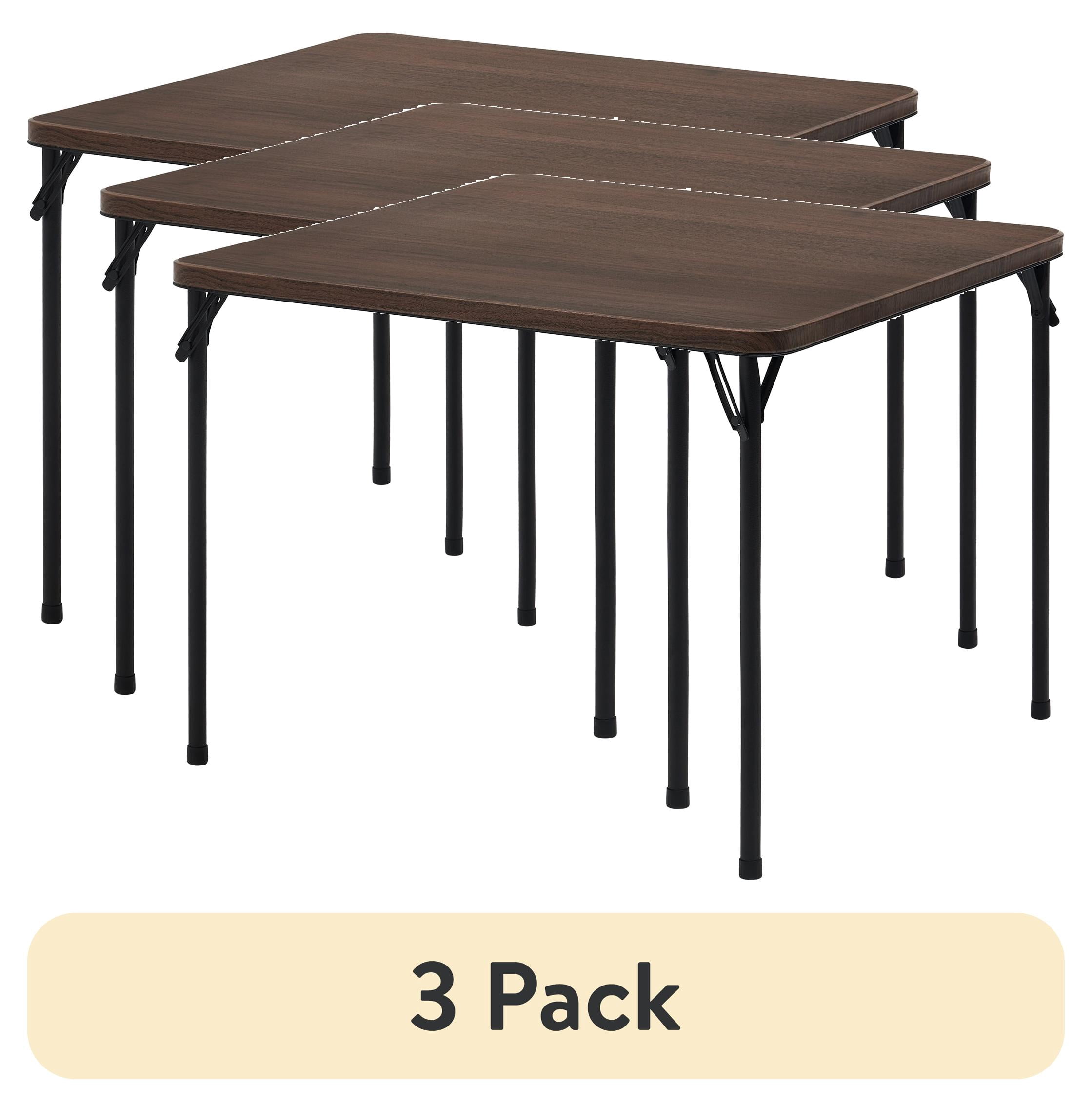 (3 pack) Mainstays Folding Card Table, 34 in x 34 in, Deep Walnut