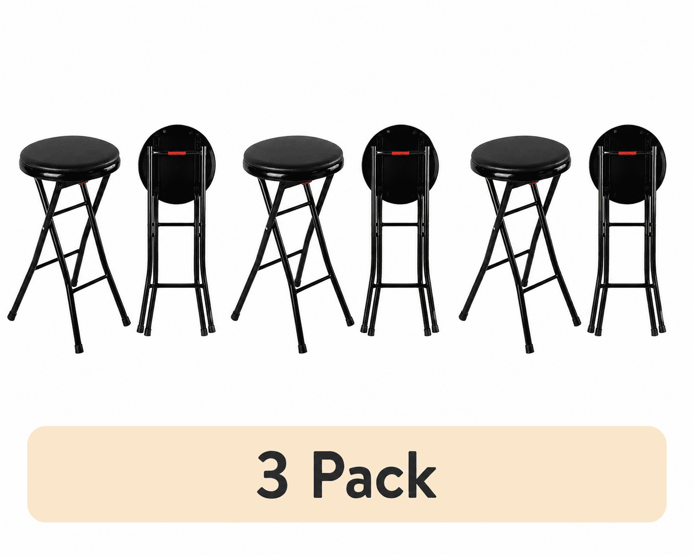 (6 pack) Mainstays Folding Counter Stool Set, Black, 2 count