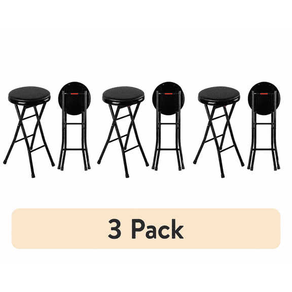 (6 pack) (6 pack) Mainstays Folding Counter Stool Set, Black, 2 count