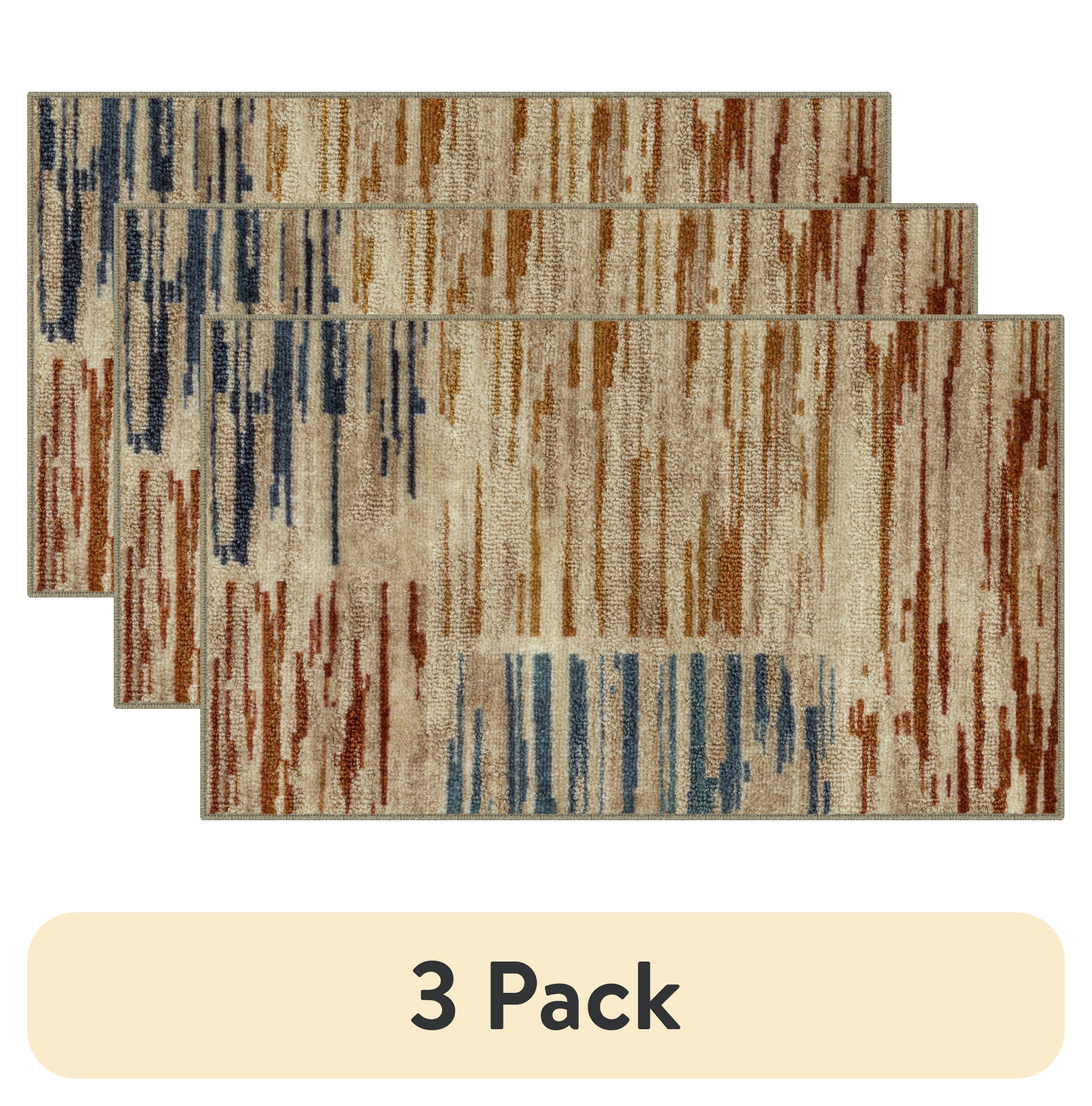 (3 pack) Mainstays Geometric Multicolor Stripe Blocks Indoor Accent Area Rug, 1'8" x 2'10"