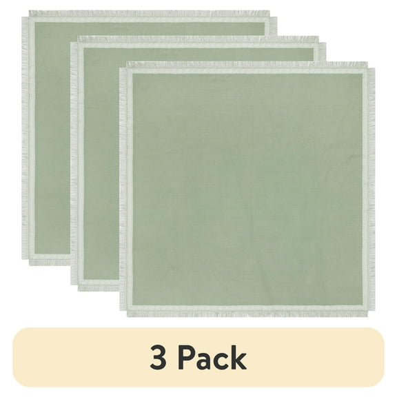 (3 pack) Mainstays Global Table Throw - 50" x 50" - Green - 100% Cotton