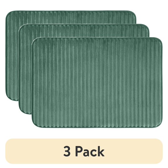 (3 pack) Mainstays Green Performance Foam 17"x 24" Bath Rug