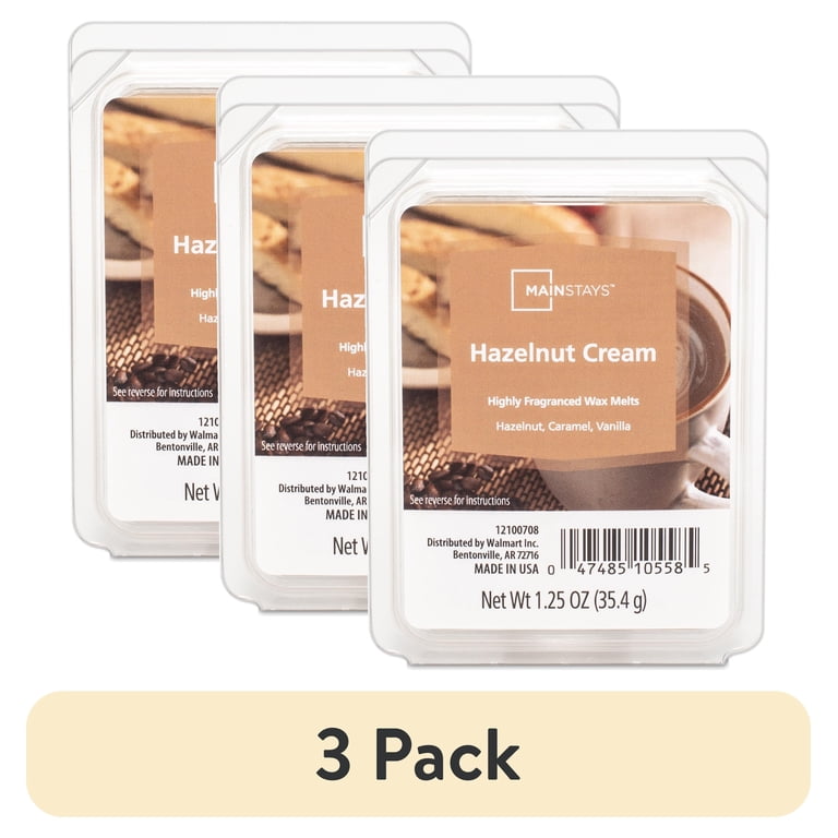3 pack) Mainstays Hazelnut Cream Scent 6 Cube Wax Melt, 1.25 oz