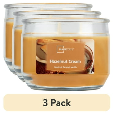 (3 pack) Mainstays Hazelnut Cream Scented 3-Wick Glass Jar Candle, 11.5 oz