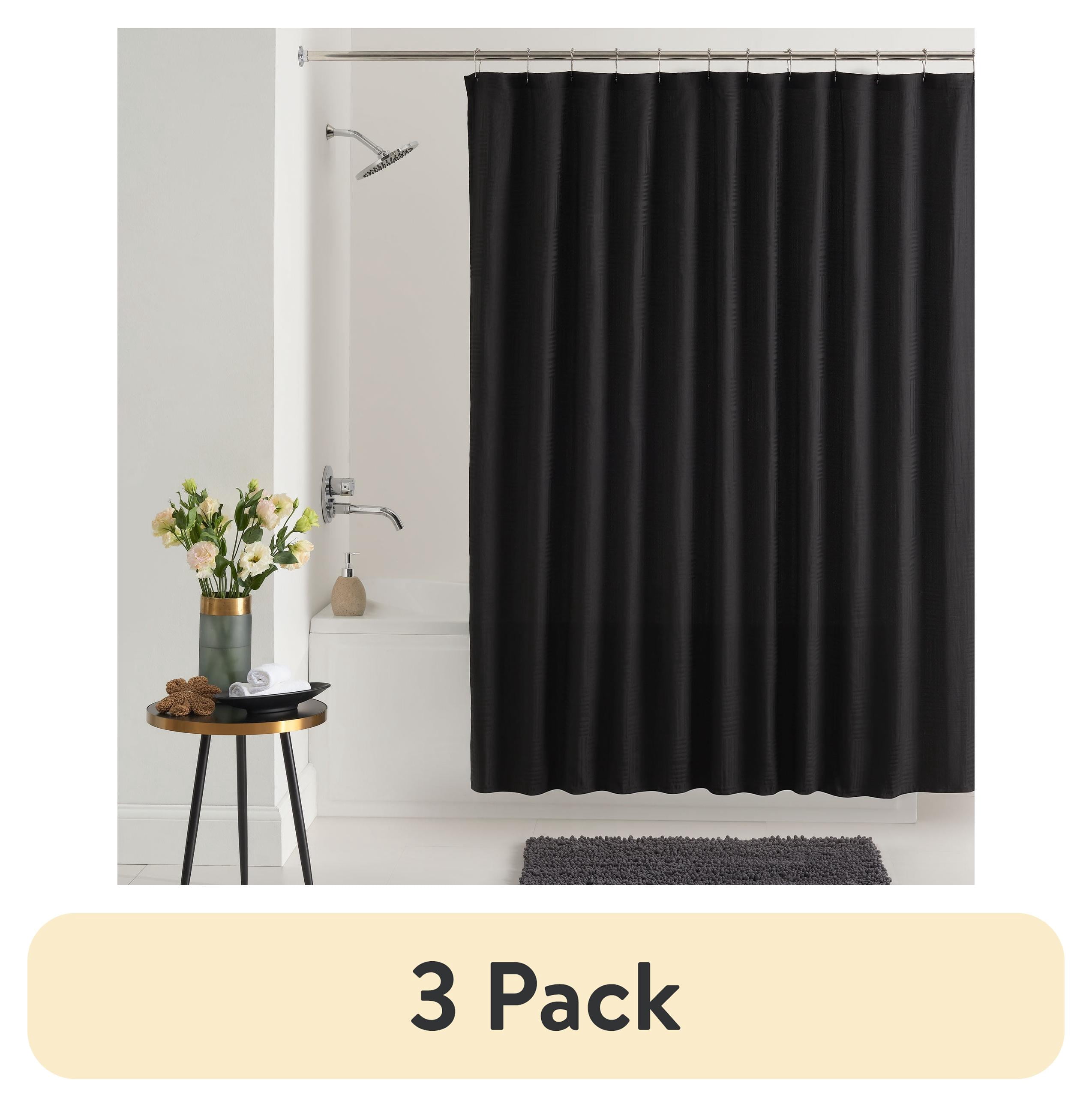 (3 pack) Mainstays Henderson Black Mosaic Polyester Shower Curtain 72” x 72”