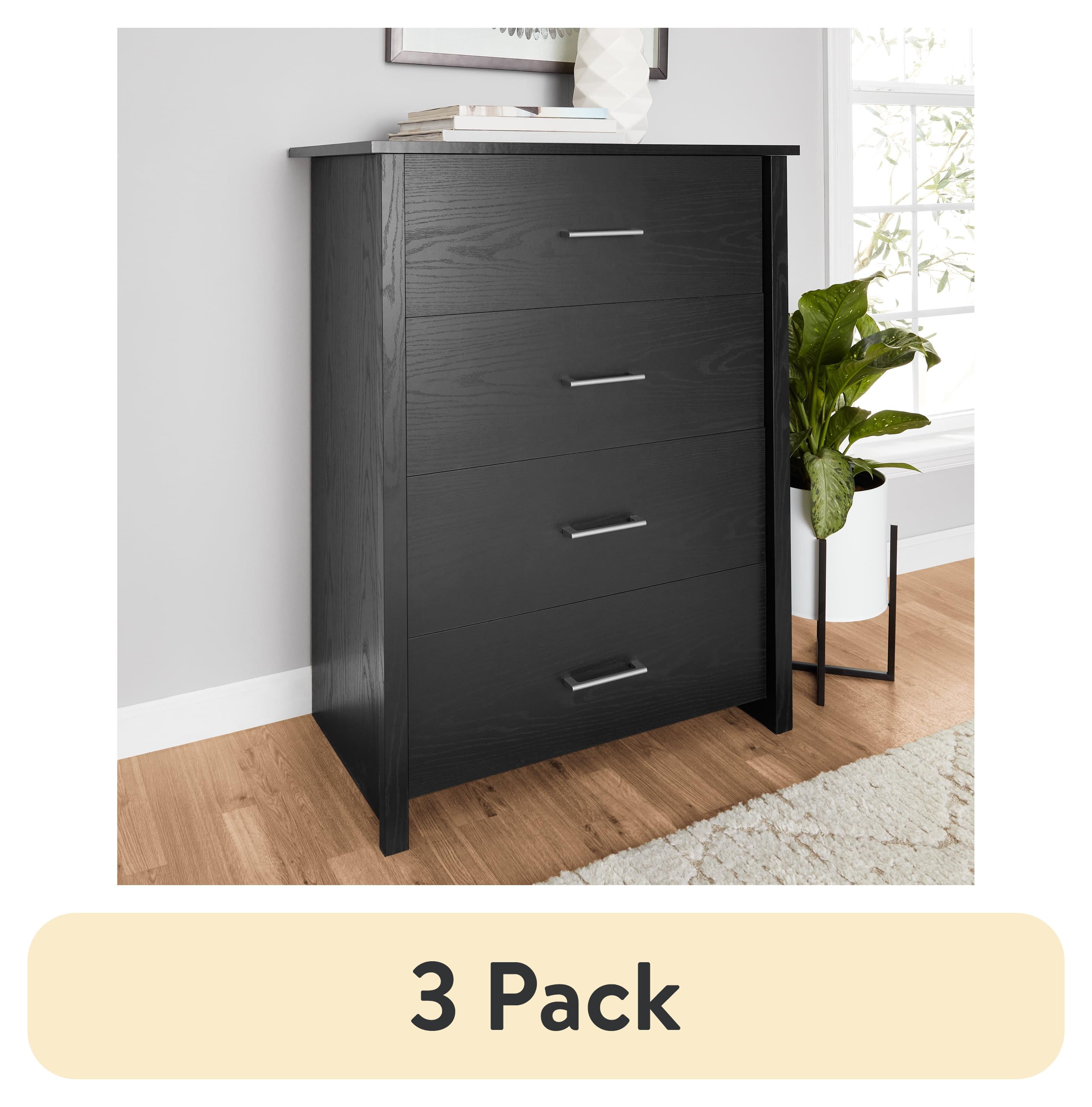 (3 pack) Mainstays Hillside 4-Drawer Dresser, Charcoal Finish