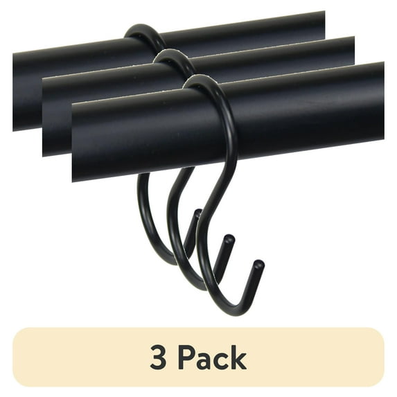 (3 pack) Mainstays Hooks, Black, 12 Piece/Set, 100% Iron
