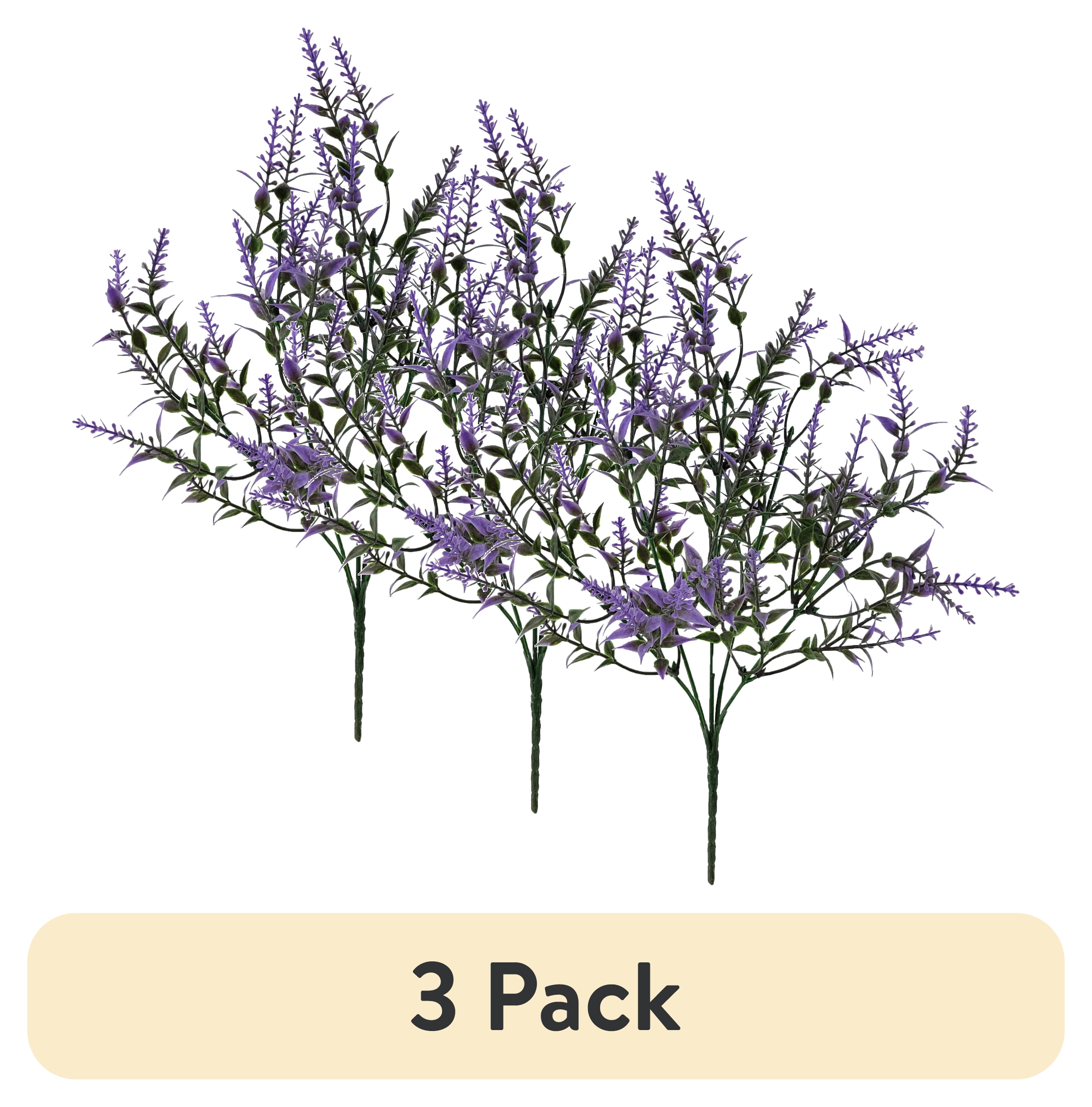 (3 pack) Mainstays Indoor Artificial Flower Lavender Pick, Purple Color, Assembled Height 13.5"