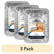 (3 pack) Mainstays Large Aluminum Foil Takeout Pans with Folded Lids 2 Count