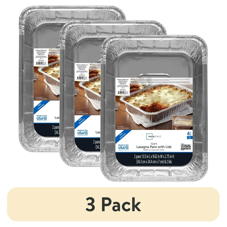 pack) Mainstays x Aluminum Lasagna Pans with Lids,