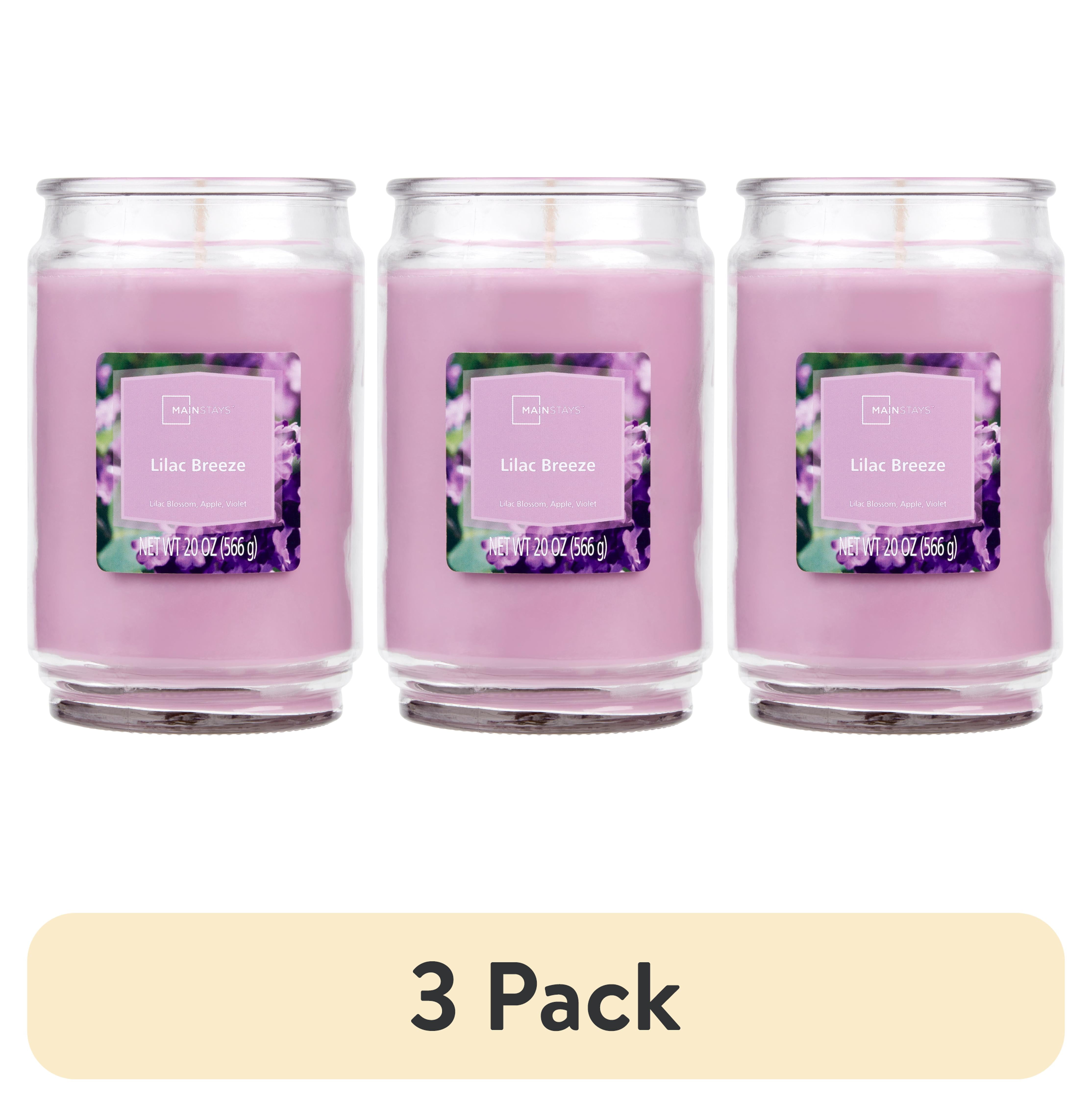 (3 pack) Mainstays Lilac Breeze Single-Wick Glass Jar Candle, 20 oz.