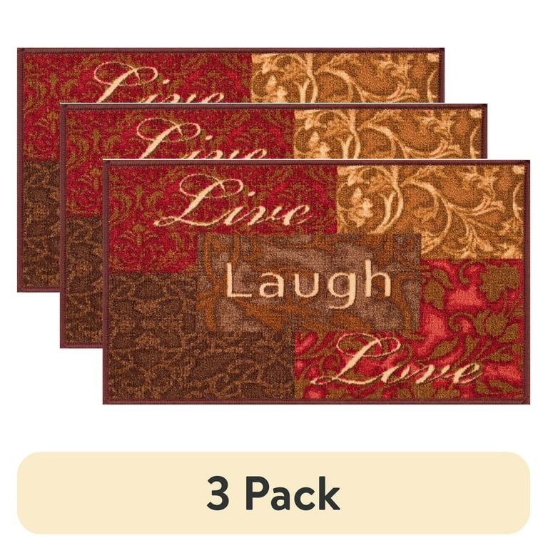 Mainstays Live Laugh Love Nylon Accent Rug 17x30 Multi-Color Skid