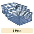 thumbnail image 1 of (3 pack) Mainstays Medium Blue Decorative Plastic Storage Basket, 14 in x 11.5 in x 5.3 in, 1 of 6