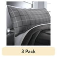 thumbnail image 1 of (3 pack) Mainstays Microfiber Body Pillowcase Cover, Gray Plaid, Zipper Closure, 20"x52", Versatile and Stylish for All Ages, 1 of 7