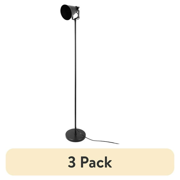 (3 pack) Mainstays 64" Matte Black Floor Lamp with Adjustable Head, Teen & Twen & Adult