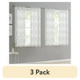 thumbnail image 1 of (3 pack) Mainstays Modern Geometric Embroidered Rod Pocket Sheer Curtains, Set of 4, Gray, 28" W x 63" L, 1 of 6