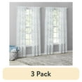 thumbnail image 1 of (3 pack) Mainstays Modern Geometric Embroidered Rod Pocket Sheer Curtains, Set of 4, Blue, 28" W x 84" L, 1 of 6