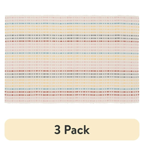 (3 pack) Mainstays Multi Striped Outdoor Layering Accent Rug, 24" x 36"