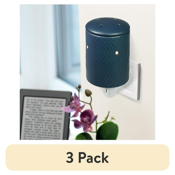 (3 pack) Mainstays Navy Blue Ceramic Pluggable Wall Wax Warmer, Single Pack