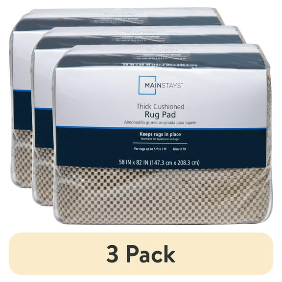 (3 pack) Mainstays Non-Skid Non-Slip Deluxe Felt Rug Pad, Sand, 5' x 7'