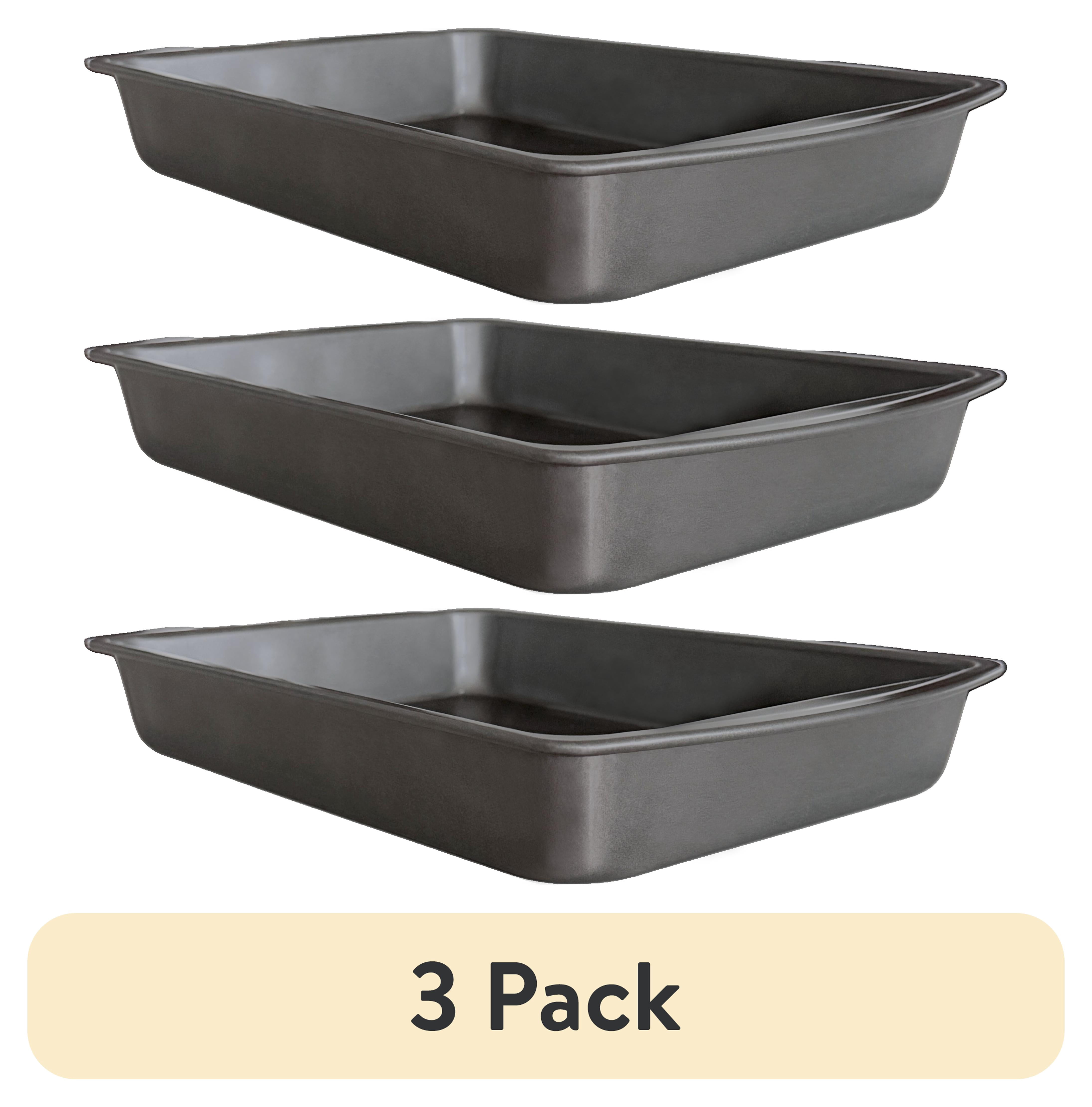 (3 pack) Mainstays Nonstick Oblong Cake Pan, 12.7 in x 8.9 in x 2 in