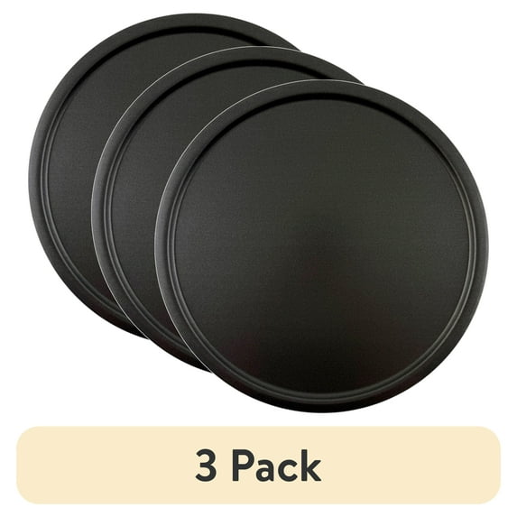 (3 pack) Mainstays Nonstick 12" Diameter Pizza Pan, Pizza Crisper, Dark Gray