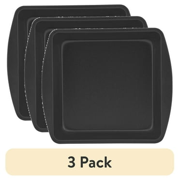(3 pack) Mainstays Nonstick 7.6" x 7.6" x 1.8" Square Cake Pan, Brownie Pan, Dark Gray