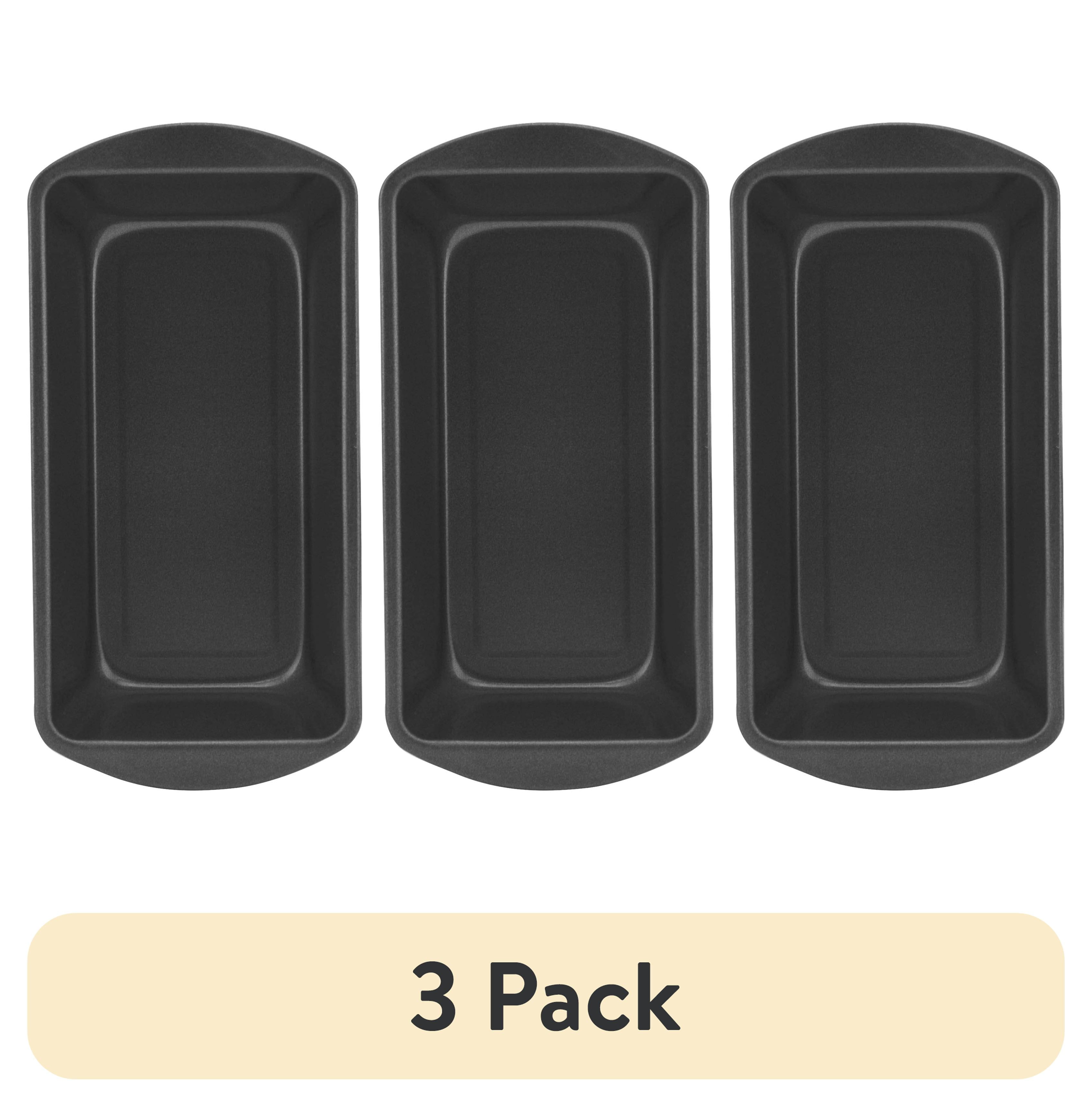 (3 pack) Mainstays Nonstick 8.4" x 4.4" x 2.4" Loaf Pan, Meatloaf and Bread Pan, Dark Gray
