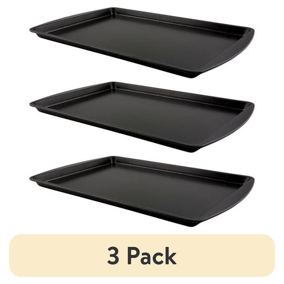 (3 pack) Mainstays Nonstick Cookie Baking Sheet, 13.2" x 9.2", Dark Gray