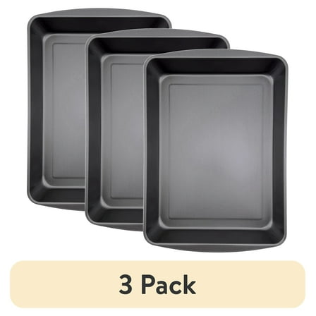(3 pack) Mainstays Nonstick Jumbo Roaster, Roasting Pan, 17.2" x 12.7" x 2.7", Gray