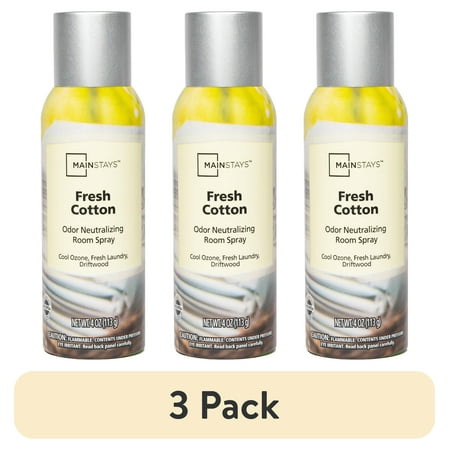 (3 pack) Mainstays Odor Neutralizing Room Spray, Fresh Cotton Air Freshner, 4 oz.