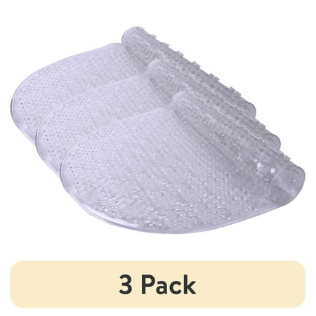 (3 pack) Mainstays Oval Bubble Bath Vinyl Tub Mat, Clear, 16" x 27"