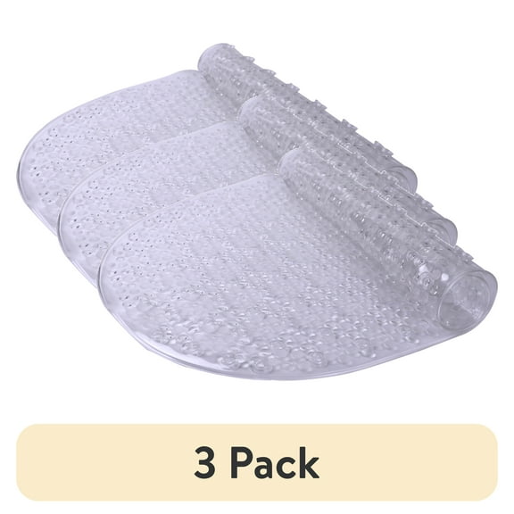 (3 pack) Mainstays Oval Bubble Bath Vinyl Tub Mat, Clear, 16" x 27"