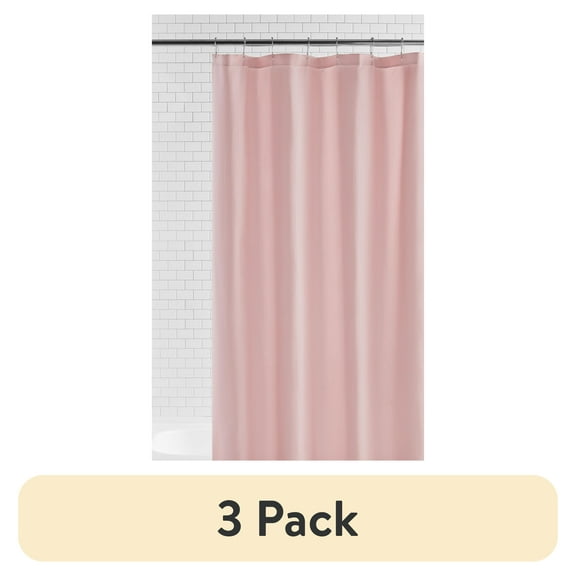(3 pack) Mainstays Pearl Blush Water-Repellent Embossed Microfiber Fabric Shower Liner, 70" x 72"