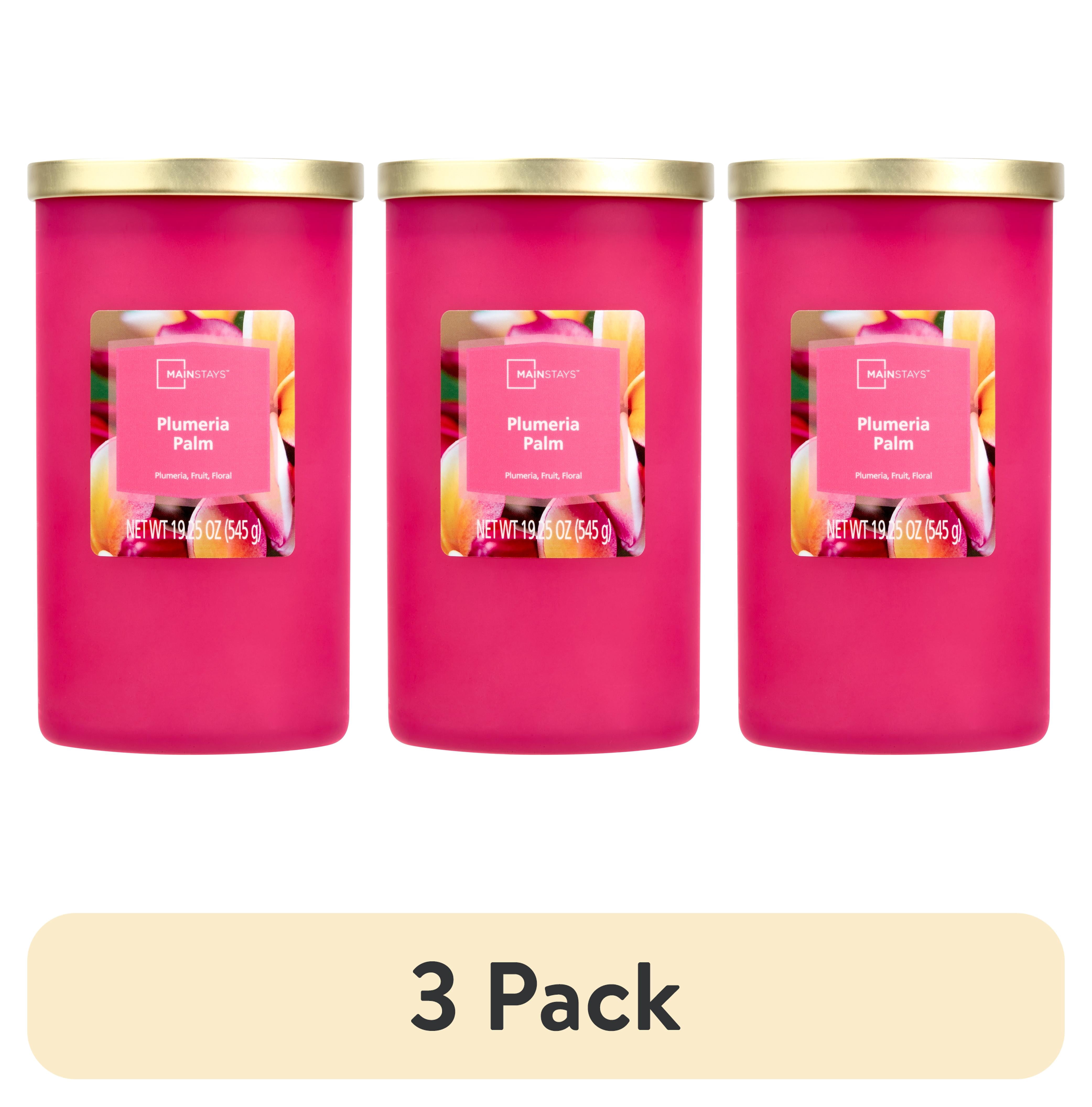 (3 pack) Mainstays Plumeria Palm Scented 3-Wick Glass Jar Candle, 11.5 oz.