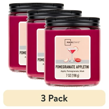 (3 pack) Mainstays Pomegranate Appletini Scented Single-Wick Twist Glass Jar Candle, 7 oz