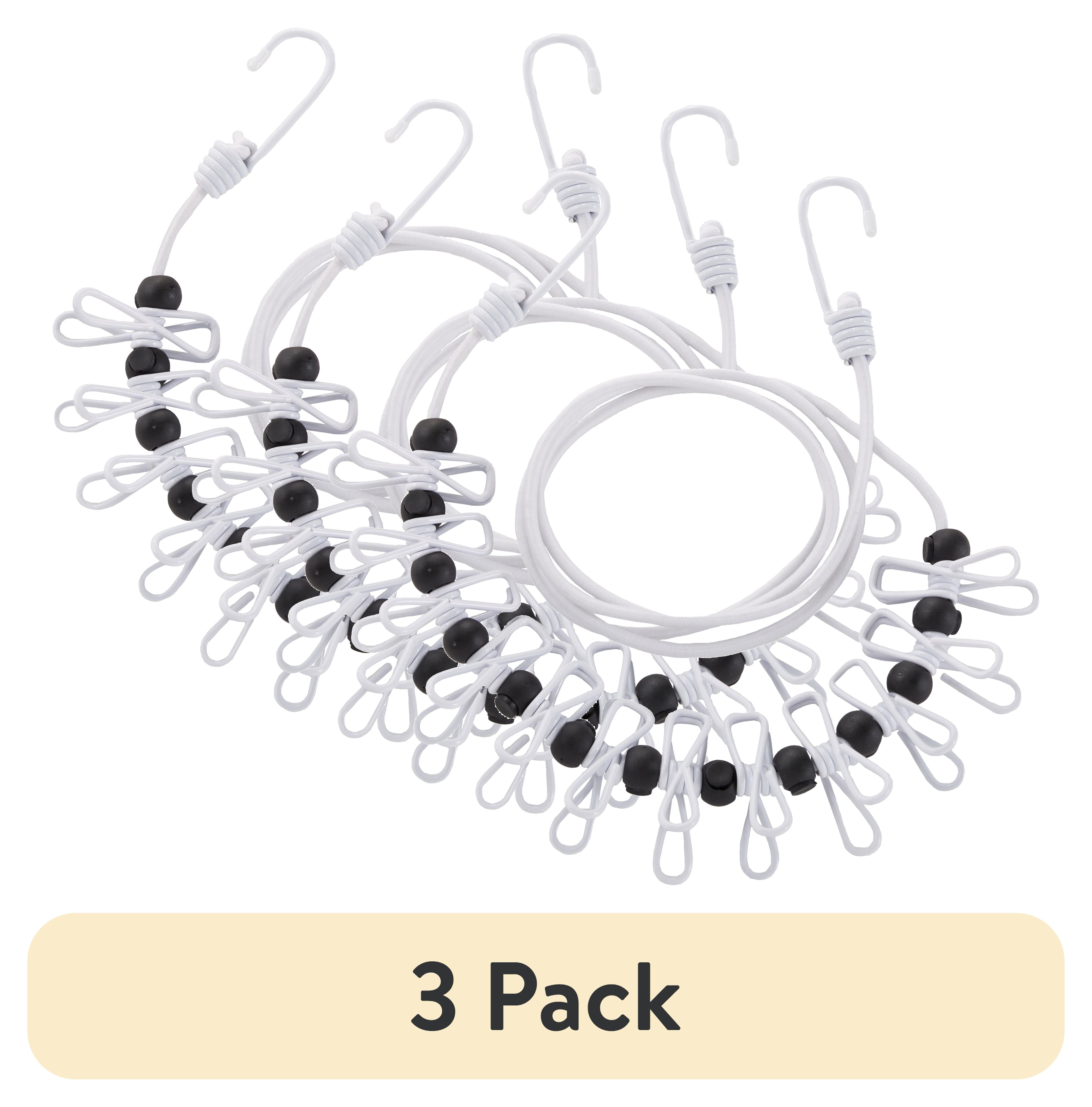 (3 pack) Mainstays Portable Indoor-Outdoor 6 ft Bungee Clothesline, White
