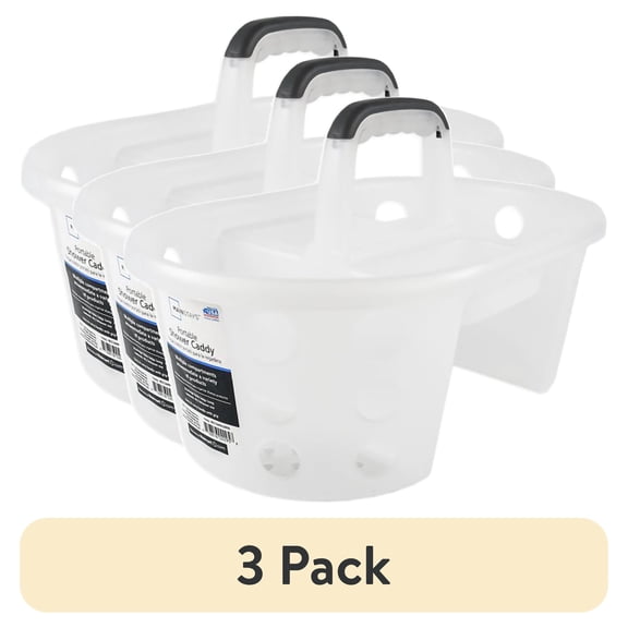 (3 pack) Mainstays Portable Shower Caddy Frosty Plastic