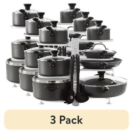 (3 pack) (3 pack) (3 pack) (3 pack) Mainstays Stainless Steel Pots and Pans Organizer, 8 Adjustable Shelves, Steel, White, Designed to Help with Countertop or Cabinate Lid Organization