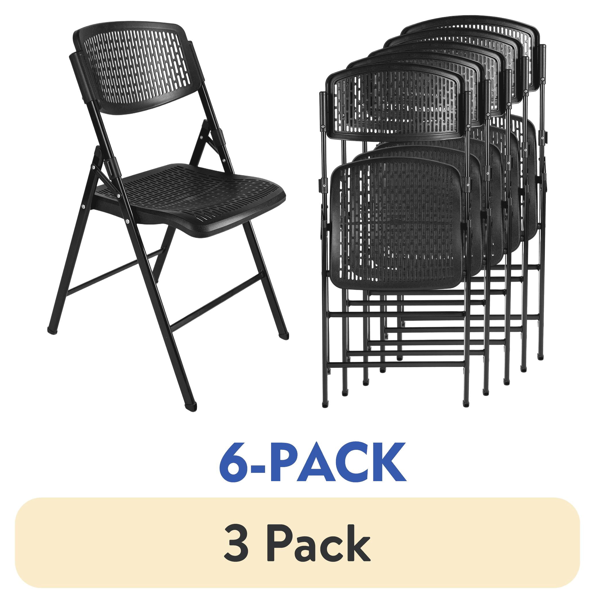 (18 pack) Mainstays Premium Breathable Resin Folding Chair, Black (Set of 6)