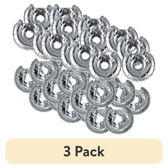 (3 pack) Mainstays R101F12 Disposable Foil Drip Pan Liners for Electric Stoves - 12 Pack